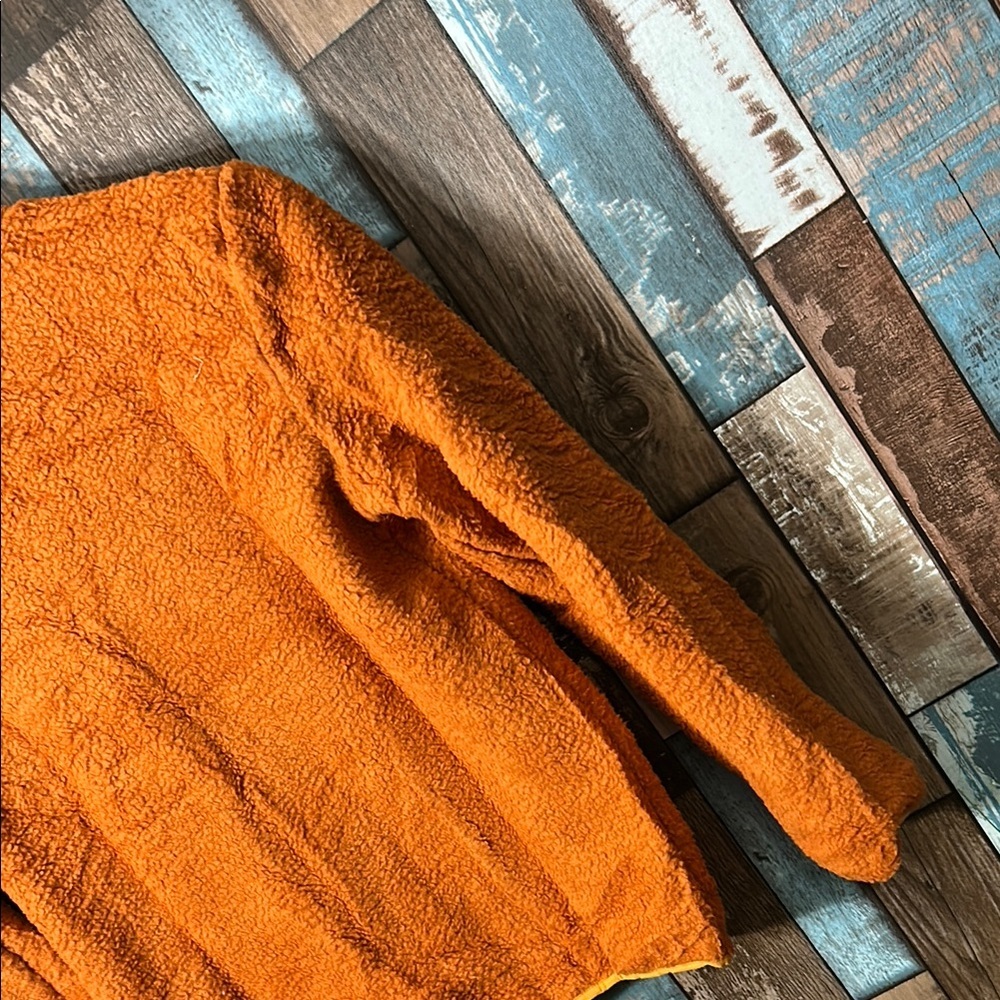 Orange Fleece fuzzy zip Jacket with Pockets - Picture 14 of 16